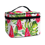 White Tropical Watermelon Pattern Print Travel Makeup Bag