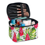 White Tropical Watermelon Pattern Print Travel Makeup Bag