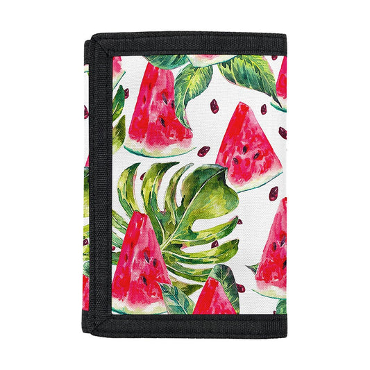 White Tropical Watermelon Pattern Print Trifold Wallet