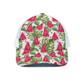 White Tropical Watermelon Pattern Print White Mesh Trucker Hat