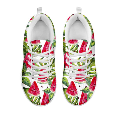 White Tropical Watermelon Pattern Print White Running Shoes