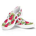 White Tropical Watermelon Pattern Print White Slip On Sneakers