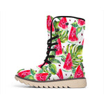 White Tropical Watermelon Pattern Print Winter Boots