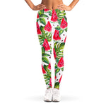 White Tropical Watermelon Pattern Print Women's Leggings