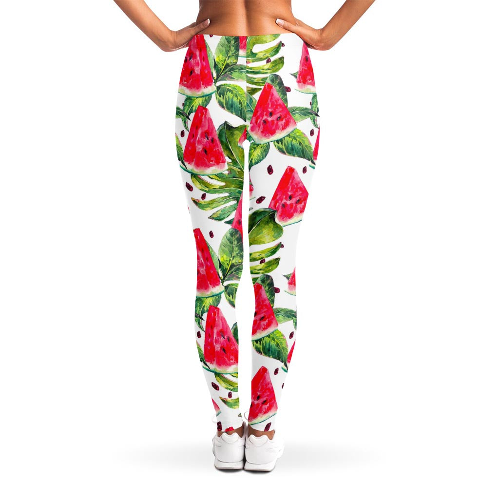 White Tropical Watermelon Pattern Print Women's Leggings