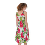 White Tropical Watermelon Pattern Print Women's Sleeveless Dress