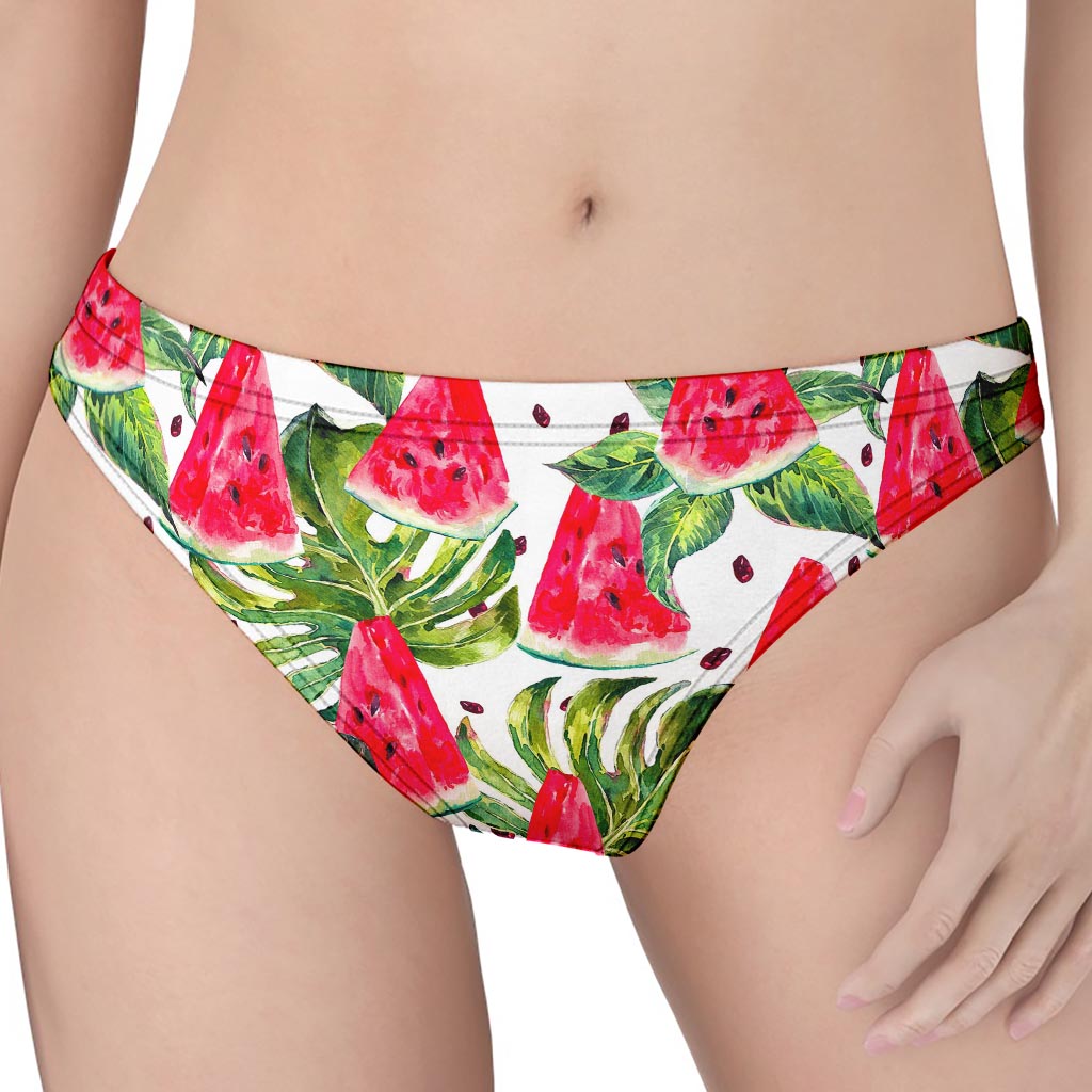 White Tropical Watermelon Pattern Print Women's Thong