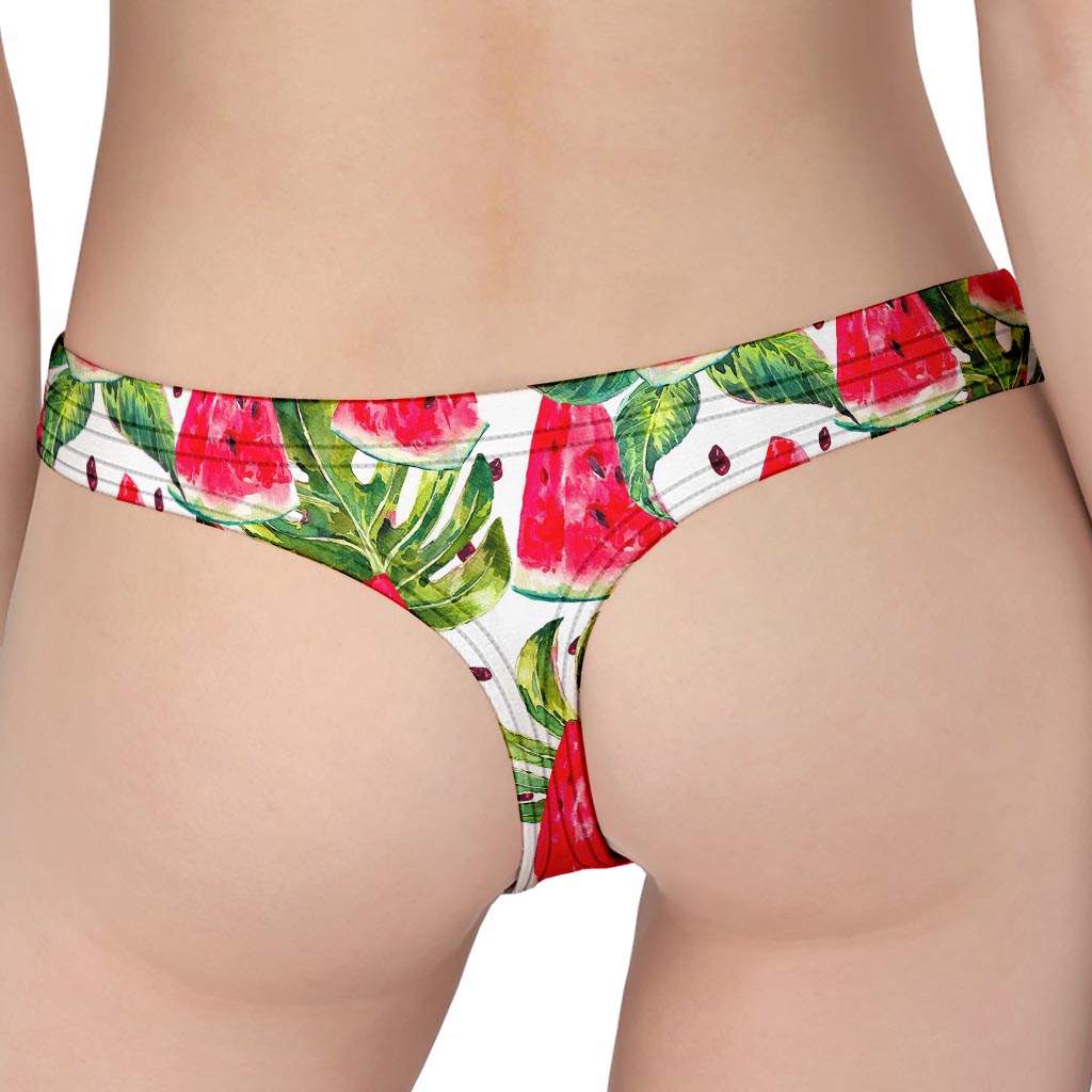 White Tropical Watermelon Pattern Print Women's Thong