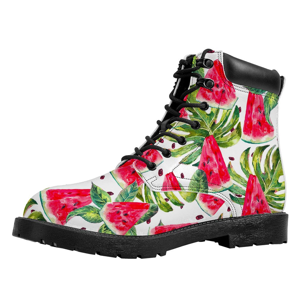 White Tropical Watermelon Pattern Print Work Boots
