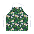 White Tulip Pattern Print Adjustable Apron