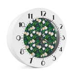 White Tulip Pattern Print Alarm Clock