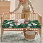 White Tulip Pattern Print Baby Crib Sheet