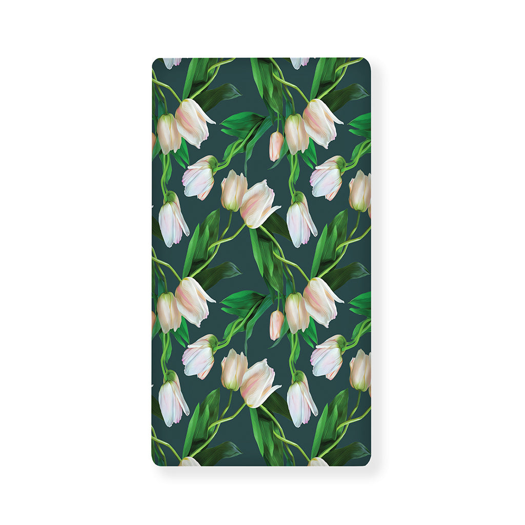 White Tulip Pattern Print Baby Crib Sheet