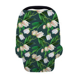 White Tulip Pattern Print Baby Seat Cover