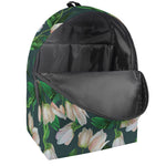 White Tulip Pattern Print Backpack