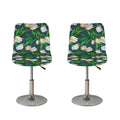 White Tulip Pattern Print Bar Stool Covers