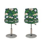 White Tulip Pattern Print Bar Stool Covers