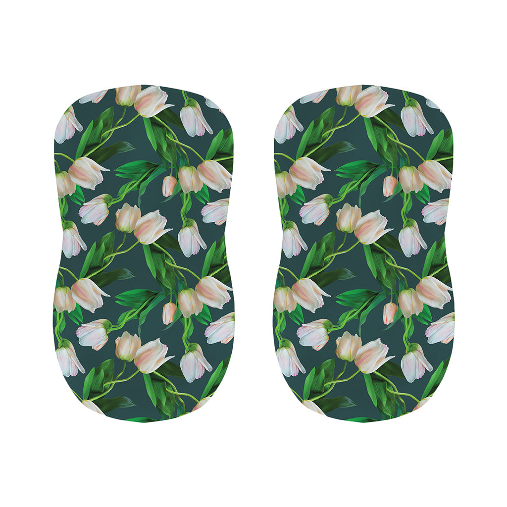 White Tulip Pattern Print Bar Stool Covers