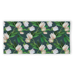 White Tulip Pattern Print Beach Towel