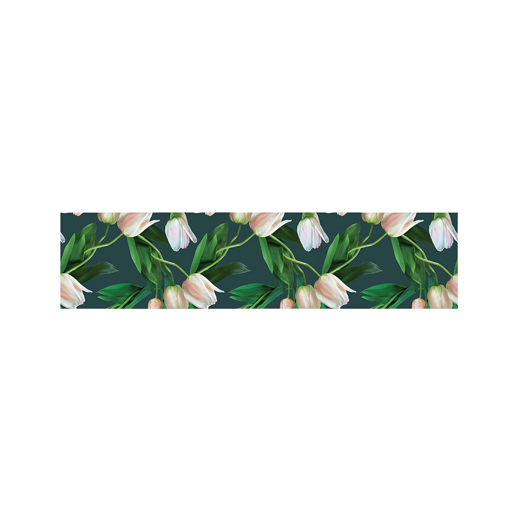 White Tulip Pattern Print Bed Runner