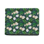 White Tulip Pattern Print Bifold Wallet