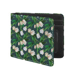 White Tulip Pattern Print Bifold Wallet