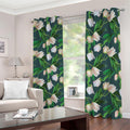 White Tulip Pattern Print Dimout Grommet Curtains