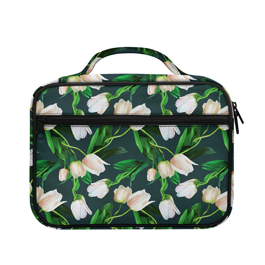 White Tulip Pattern Print Briefcase Bible Bag
