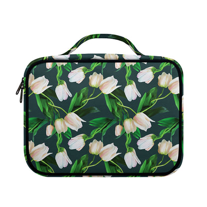 White Tulip Pattern Print Briefcase Bible Bag