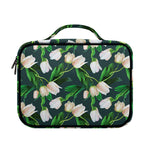 White Tulip Pattern Print Briefcase Bible Bag