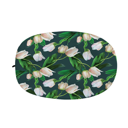 White Tulip Pattern Print Car Side Mirror Covers