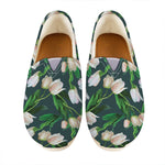 White Tulip Pattern Print Casual Shoes