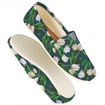 White Tulip Pattern Print Casual Shoes