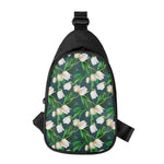 White Tulip Pattern Print Chest Bag