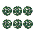 White Tulip Pattern Print Coaster Set