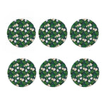 White Tulip Pattern Print Coaster Set