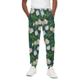 White Tulip Pattern Print Cotton Sweatpants