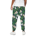White Tulip Pattern Print Cotton Pants