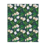 White Tulip Pattern Print Curtain