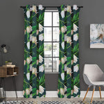 White Tulip Pattern Print Curtain