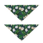 White Tulip Pattern Print Dog Bandana
