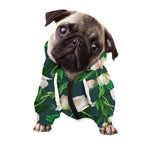 White Tulip Pattern Print Dog Zip Up Hoodie