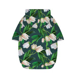 White Tulip Pattern Print Dog Zip Up Hoodie