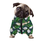 White Tulip Pattern Print Dog Zip Up Jacket