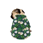 White Tulip Pattern Print Dog Zip Up Jacket