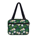 White Tulip Pattern Print Double Strap Bible Bag