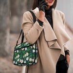 White Tulip Pattern Print Double Strap Bible Bag