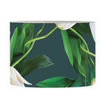White Tulip Pattern Print Drum Lamp Shade