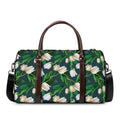 White Tulip Pattern Print Duffel Bag