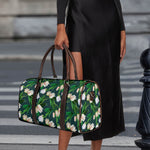 White Tulip Pattern Print Duffle Bag